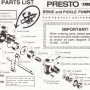 Presto Pump List 12 NO
