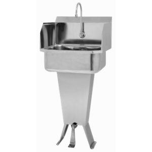 Pedestal Sink with Single Foot Pedal and Side Splashes