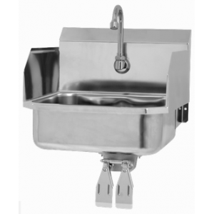Wall Mount Sink with Double Knee Valve and Side Splashes
