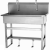 2 Person Floor Mount Sink with Single Foot Pedal