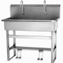 2 Person Floor Mount Sink with Double Foot Pedal
