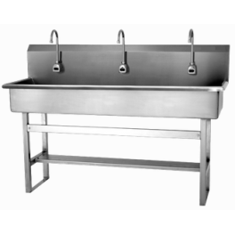 3 Person Floor Mount Sink with Sensor