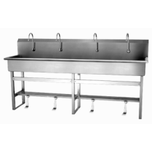 4 Person Floor Mount Sink with Single Foot Pedal