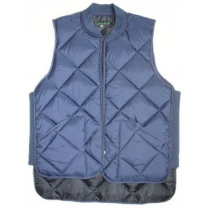 Freezer vest quilted zipper close blue