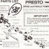 Presto Pump List 12 NO