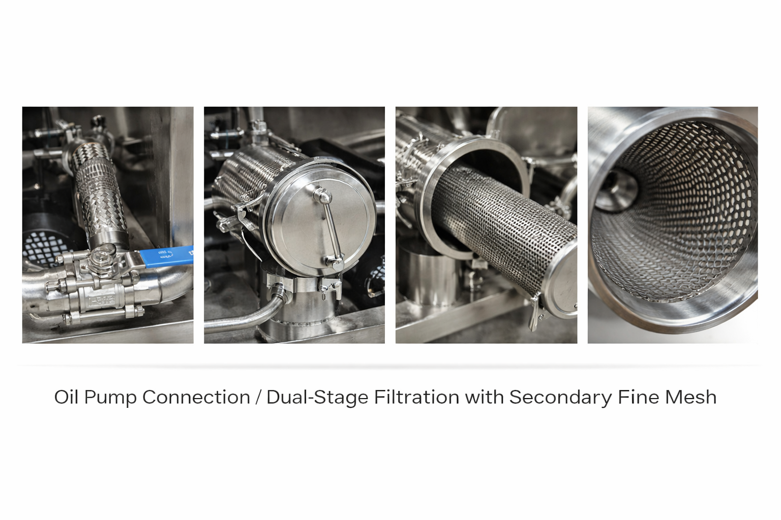 Oil pump connection and dual-stage fryer oil filtration system